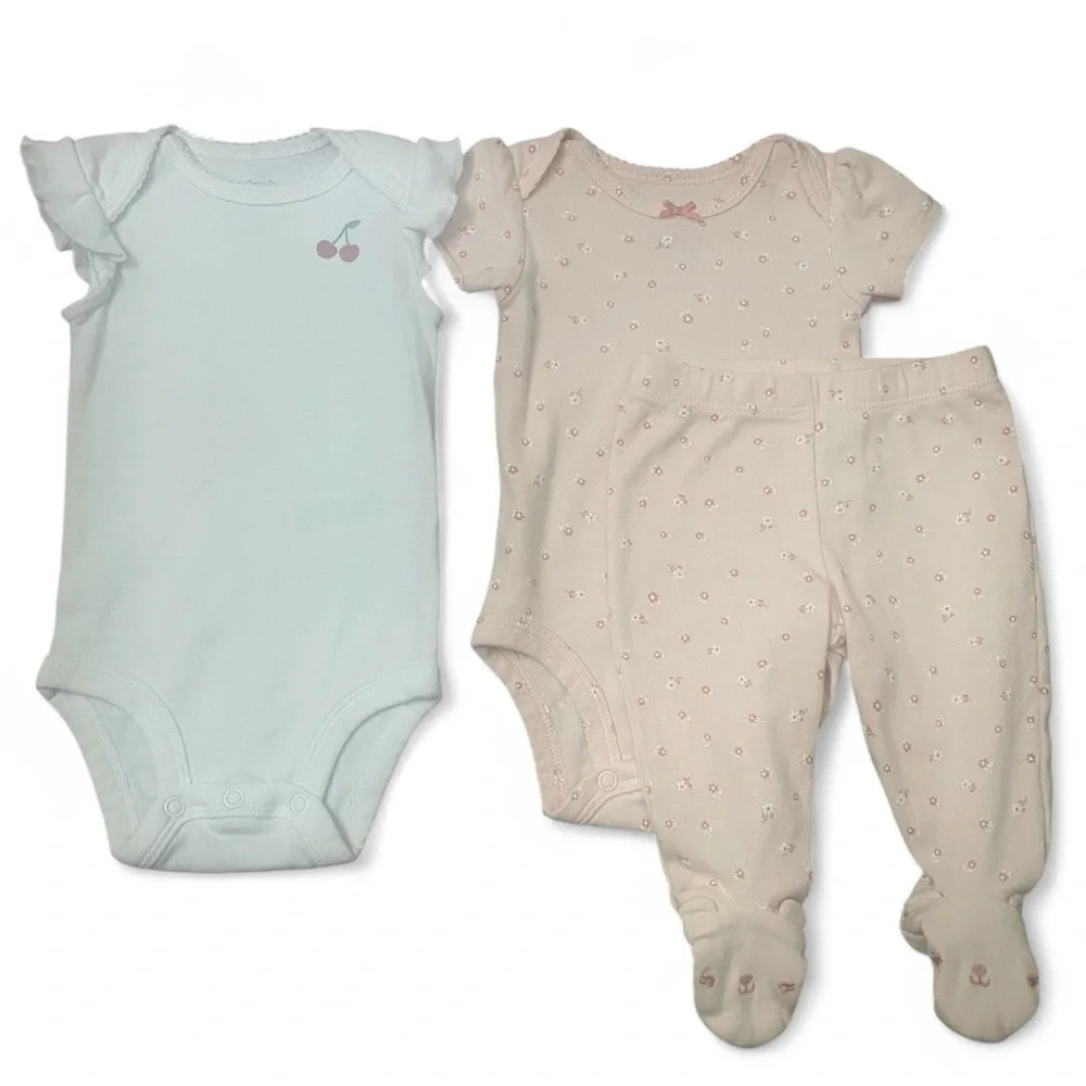 Baby Girl Carter's Bundle Little Sister Clothing Set - Pink and White - Size 3M